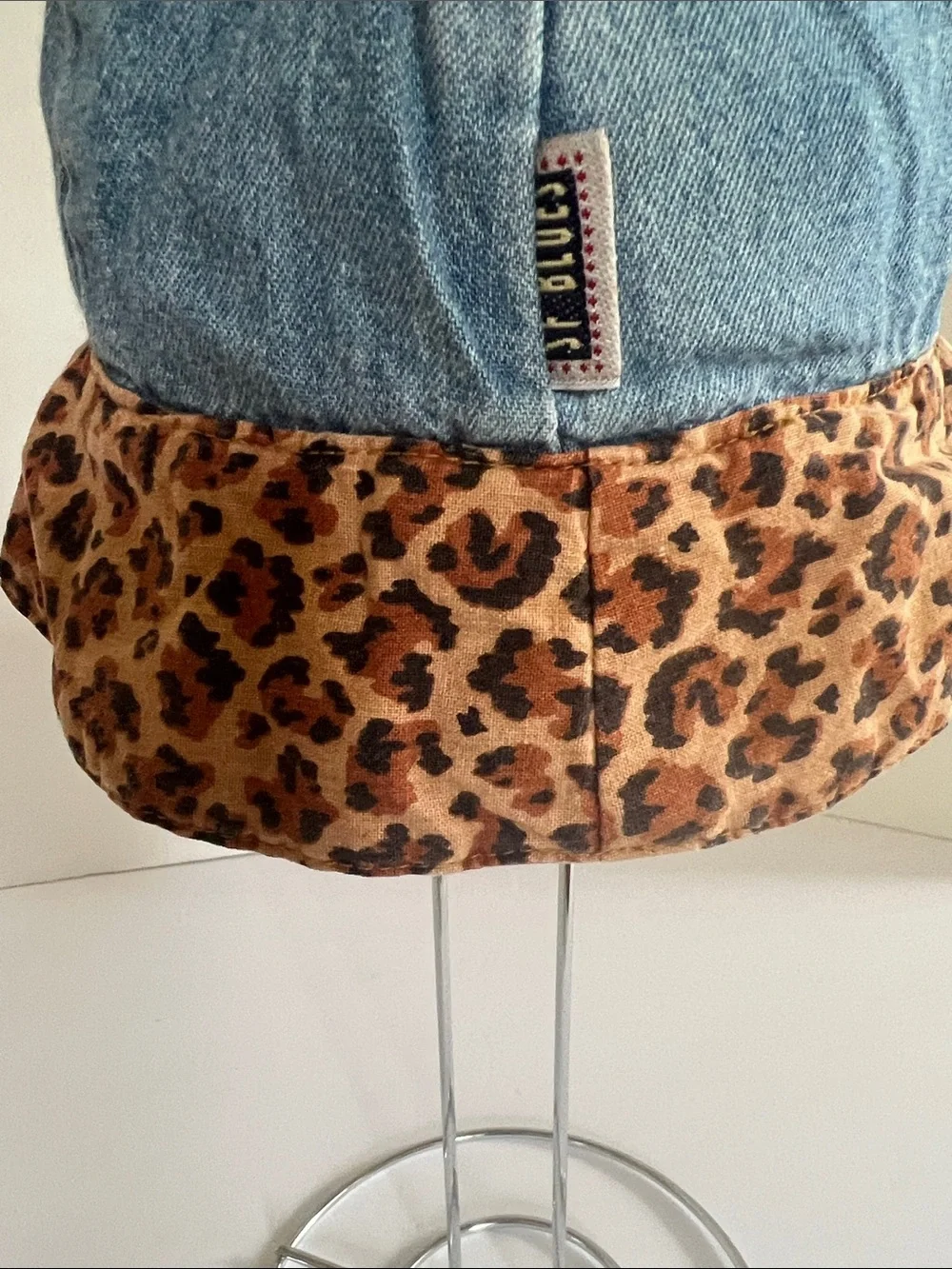 SF BLUES Denim Hat - Blue with Animal Print Trim​